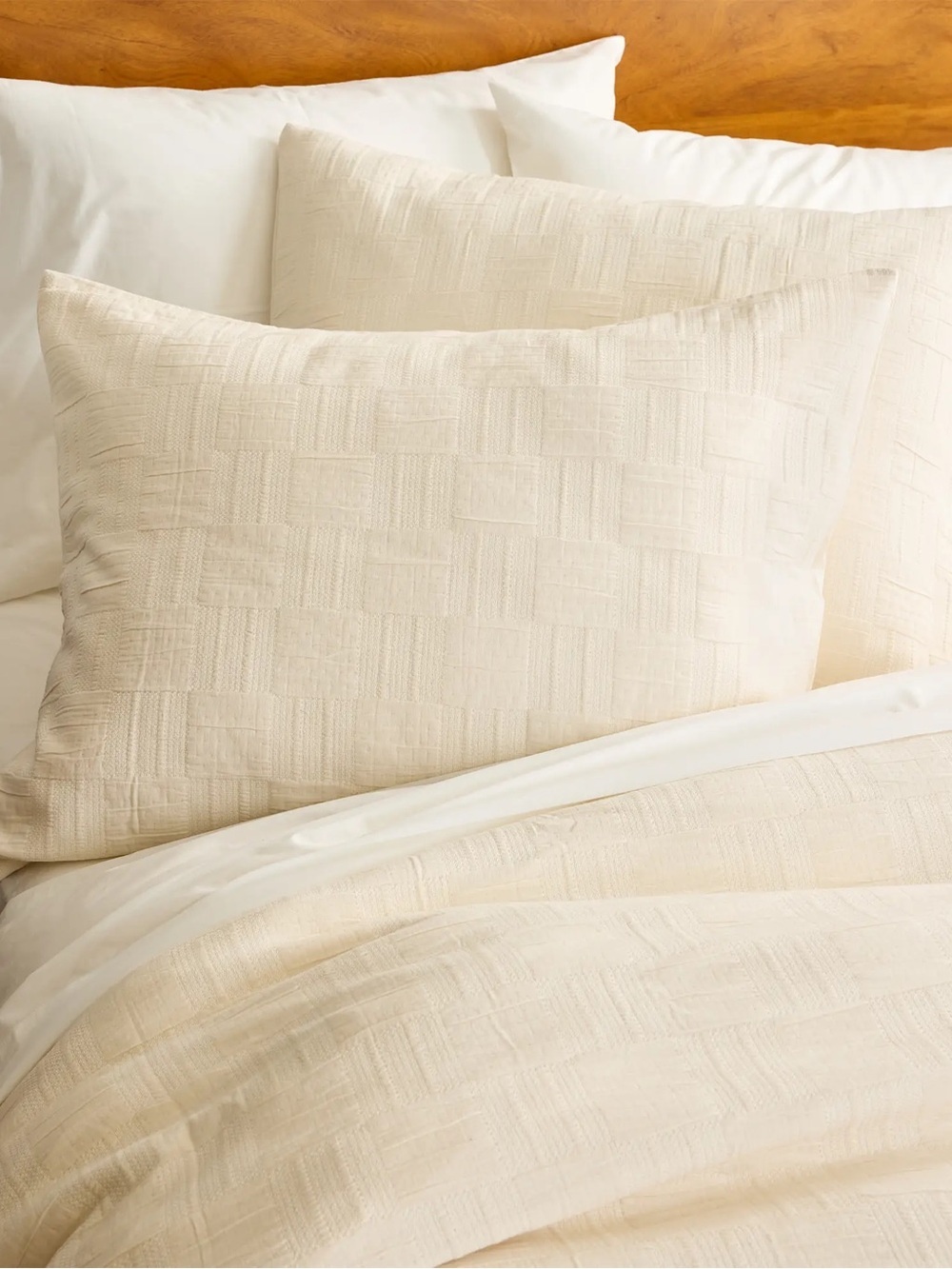 Quince Checkered Matelasse Duvet Cover Undyed Queen NWT Organic Cotton